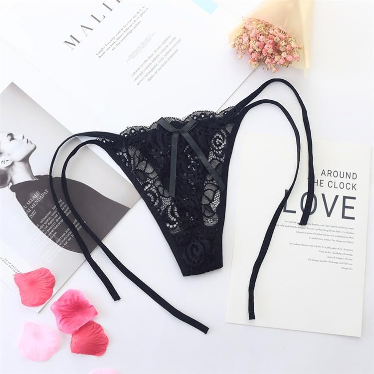 Women's Side Tie Thong Panties Adjustable Lace Sheer Seamless Underwear - No Panty Lines, Soft Breathable Bow Tie Comfort - Image 3