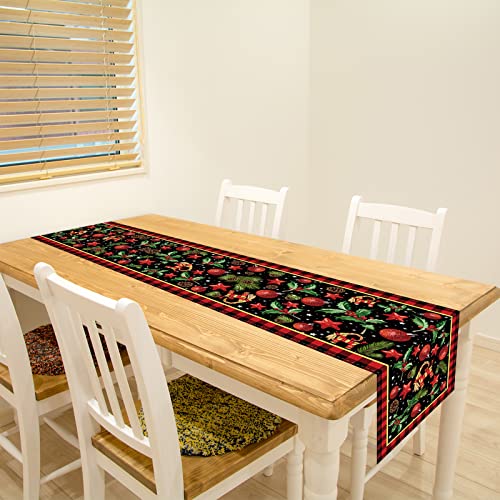 Rvsticty Linen Yule Table Runner Pagan Christmas Tablecloth Scandinavian Straw Goat Julbock Mistletoe Yule Christmas Decorations And Supplies For Home Table-13×72'' #TOP3