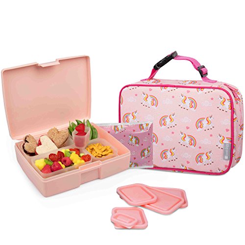 Bentology Lunch Bag and Box Set for Kids - Girls Insulated Lunchbox Tote