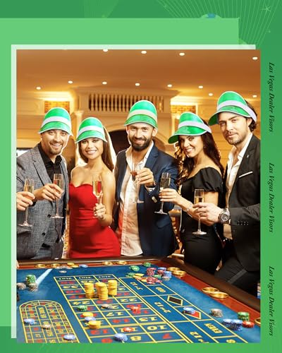 Image of Suhine 12 Pcs Las Vegas Visors Green Casino Hat Dealer Visors Poker Hat Clear Sun Cap for Casino Party