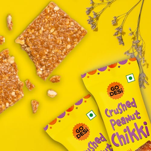 Image of Go Desi Crushed Peanut Chikki Bar | No Added Preservatives and Colours | Gajak | Sweets | Gazak | 50 pieces