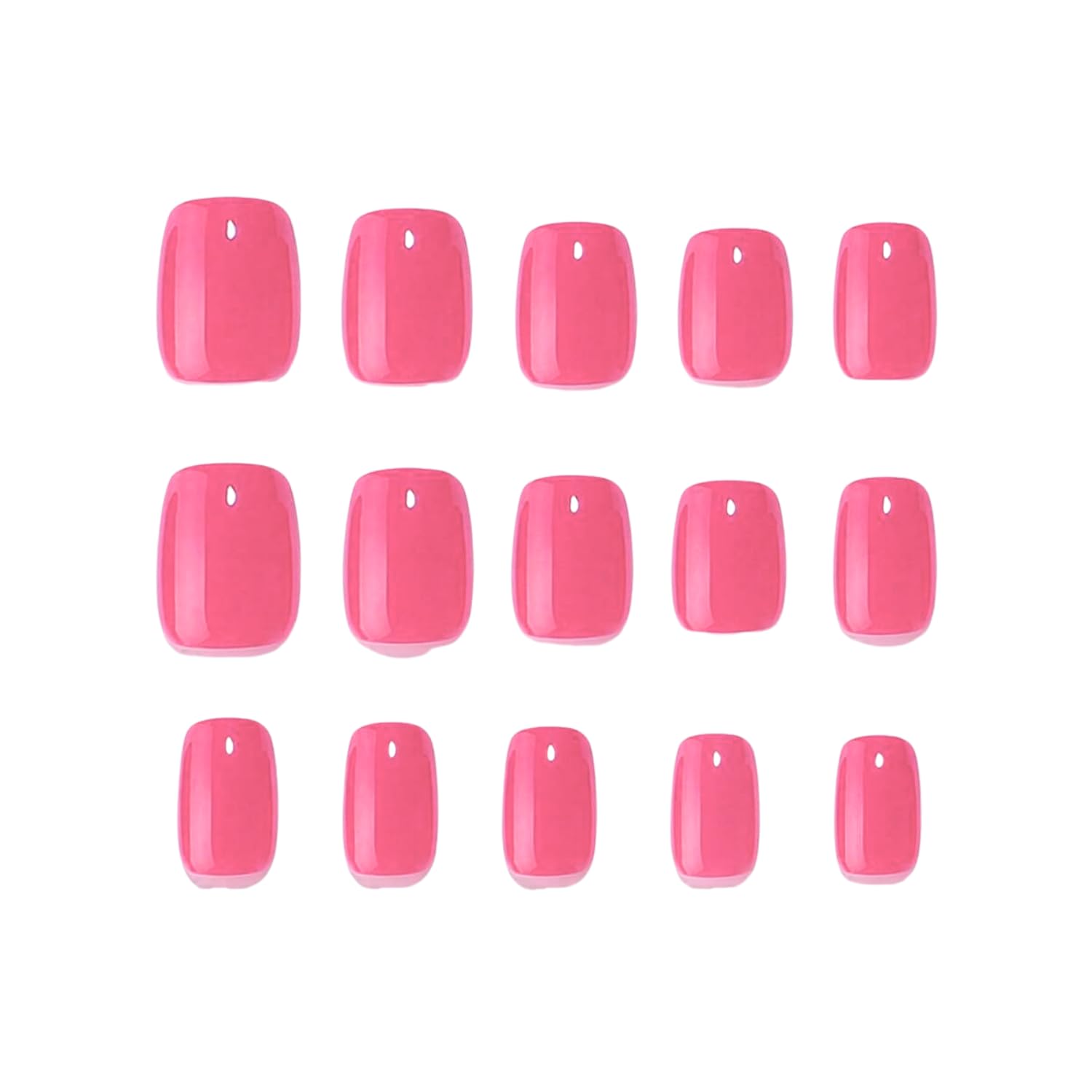 Press on Nails, short square False Nails Pink, Glossy Pure Color French Tip Fake Nails - Image 3