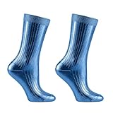 Glänzende, metallisch gerippte, laminierte Socken Herrensocken Farbig (Blue, One Size)