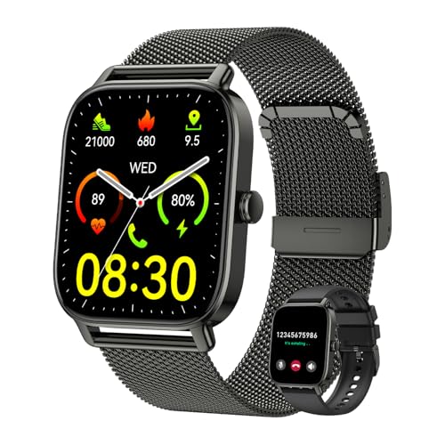 Smartwatch Herren Damen Fitnessuhr mit Telefonfunktion: Bluetooth Anruf uhr Smart Watch Wasserdicht Armbanduhr Fitness tracker mit Herzfrequenz Schlafmonitor Schrittzähler Sportuhr Uhren Android iOS