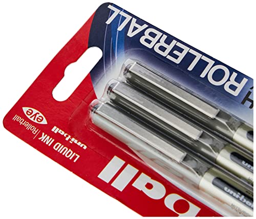 Image of Uni-ball 153486294 UB-157ye Fine Ballpoint Pen, Uni Super Ink, 0.7 mm Tip, Pack of 3, Black