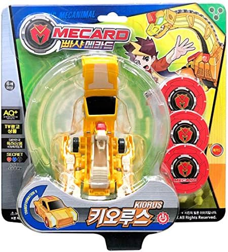 Pasha Mecard KIORUS Dinosaur Brachiosaurus Shape Mecanimal Transforming Car Toy Yellow Color Shooting Pop Up on Card (Single Product)