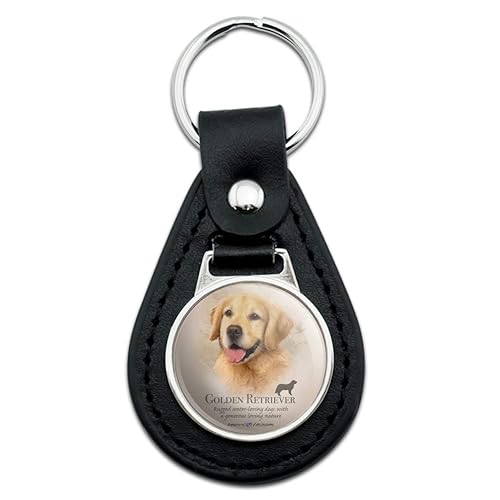GRAPHICS & MORE Black Leather Golden Retriever Dog Breed Keychain