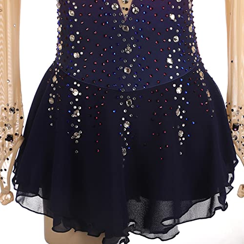 Meisjes kunstschaatsen jurk voor volwassenen, meisjes prestatie kleding competitie test lange mouwen dans jurk gradiënt kleur ballet dans kostuum FiveShops - Image 7
