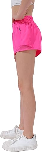 Miniatura 3 de Aurefin Pantalones cortos atléticos para niñas, pantalones cortos ligeros para correr para niñas adolescentes, ropa deportiva activa con bolsillo
