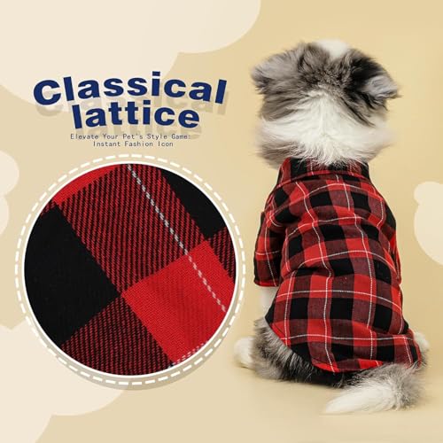 Paiaite Plaid Dog Shirt: Classic Checkered Style in Cotton for Large, Medium, and Small Breeds, Comfort, Breathability, and Elegance Dog Clothes. Perfect for Everyday Wear, and Photoshoots Red L - Image 7