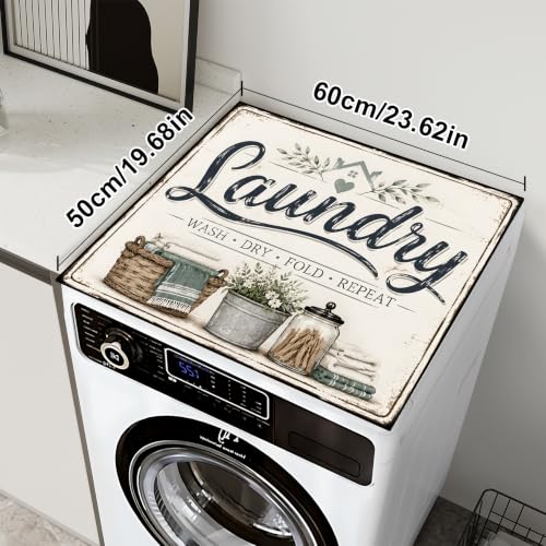 Image of Washer and Dryer Topper for Top,23.6 inch x 19.7 inch Washer Dryer Countertop Mat, Waterproof & Anti-Slip Dryer Top Protector Mat (Laundry Vintage, 23.6x19.7inch)