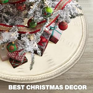 Christmas Tree Skirt 48 Inch Large - Knit Knitted Thick Rustic Tree Skirt Decor for Thanksgiving Xmas Holiday Party Winter Farmhouse New Year Decoration Indoor Outdoor(Cream) Christmas Tree Skirt 48 Inch Large Knit Knitted Thick Rustic Tree Skirt Decor for Thanksgiving Xmas Holiday Party Winter Farmhouse New Year Decoration Indoor OutdoorCream