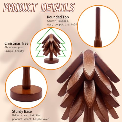 Wooden Trivets for Hot Dishes, Tree Shape Trivet Set, 4 Wooden Trivets + 1 Stand, Stackable Christmas Tree Design, Natural Foldable Kitchen Wooden Trivet, for Pans, Pot, Bowl, Teapot, Hot Pot Holder by ALIKITCN - Image 4