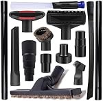 14Pcs Universal Vacuum Attachment Professional Shop Vac Accessories Wet Dry Vacuum Hose Adapter with Hair Brush Extension Wand Flexible Crevice Tool fit 2 1/2" to 1 1/4" and 1 7/8" to 1" Vacuum Hose