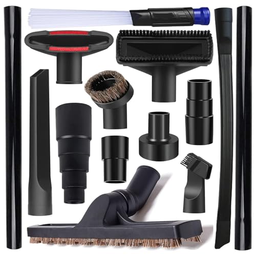 14Pcs Universal Vacuum Attachment Professional Shop Vac Accessories Wet Dry Vacuum Hose Adapter with Hair Brush Extension Wand Flexible Crevice Tool fit 2 1/2" to 1 1/4" and 1 7/8" to 1" Vacuum Hose by Seovmri - Used condition - US$35.01