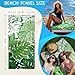 GAIIIIYOU 2 in 1 Packable Towel Bag - Summer Tropical Beach Blanket Backpack Green Travel Picnic Towel for Family Holiday Camping