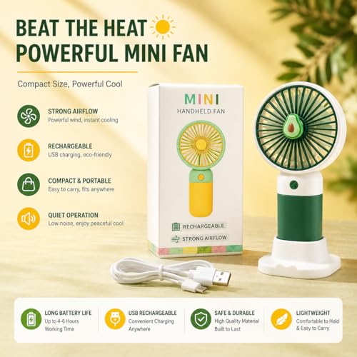 Image of VATSAL ENTEPRISE Portable Rechargeable Mini Handheld Fan Personal Cooling Fan with 3 Speed Modes Silent Operation Pocket Fan for Travel Office Makeup Kitchen & Outdoor Use [1 2 3 4 5]
