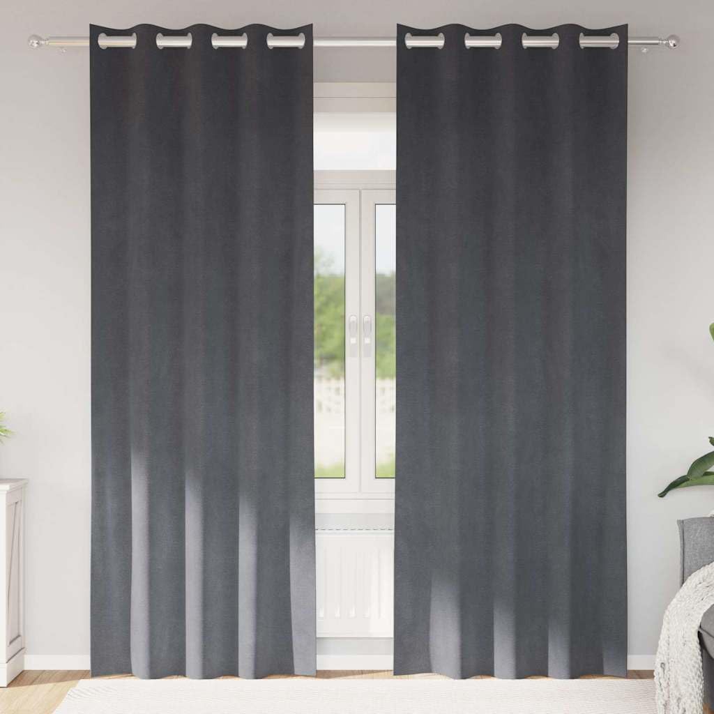 Zasłony zaciemniające, zestaw 2 sztuk, jasnoszare, aksamitne, 140 x 260 cm, nieprzezroczyste i termoizolacyjne, redukują hałas, do sypialni, salonu, z pętelkami z materiału, łatwe w
