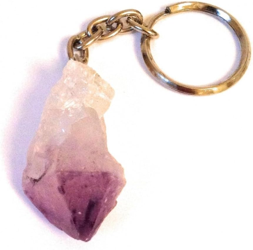Wild TherapiesNatural Amethyst Keyring - Healing Stone - Healing of Body, Mind & Soul, Meditation, Relieves Stress - Amethyst Stone Keyring