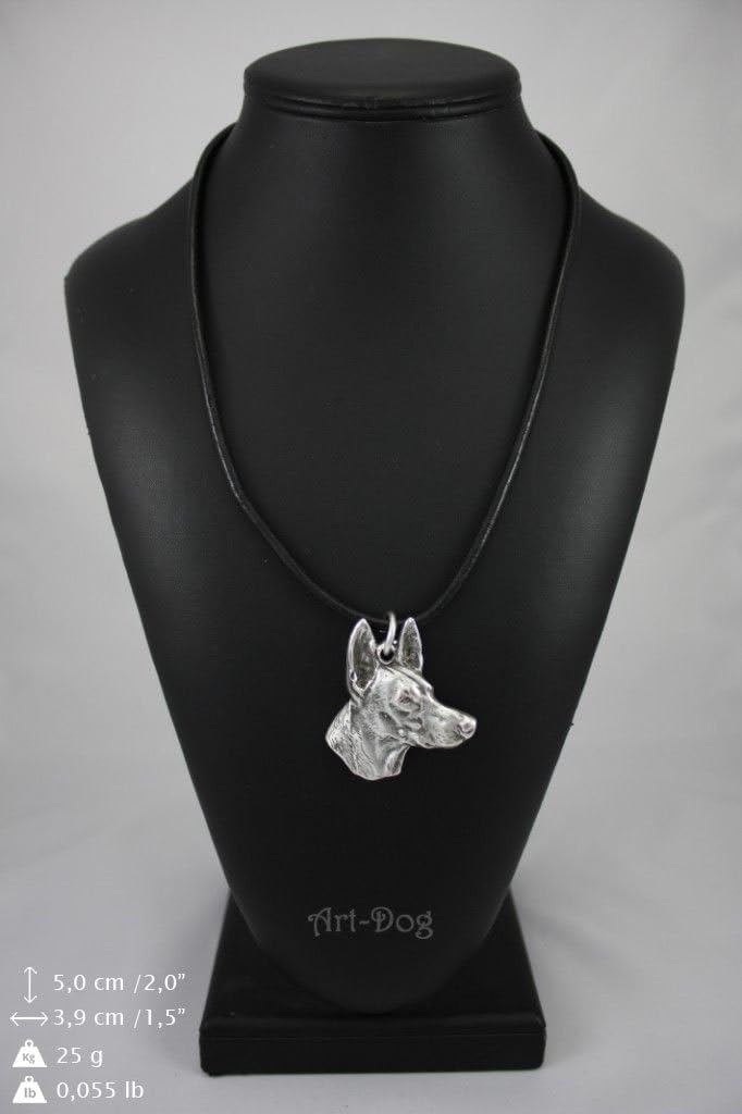 Art-Dog Dog Silver-Plated Pendant on a Leather Strap - Dog Necklace in Elegant Case – Silver Dog Necklaces for Men and Women – Dog Breeds Jewelry – Pharaoh Hound