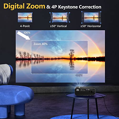 Full Hd Wifi Bluetooth Projector 1080P Native Support 4K,12500 Lumen Led Smart Android Wireless Home Outdoor Business Projector 1920X1080 Usb Hdmi Vga Av Audio For Laptop Pc Tv Dvd Ps4 Smartphones Mac #TOP7