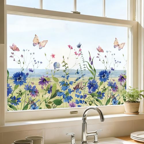 OHTMERU Vinilo para ventana con diseño floral 15.3 x 39.3 pulgadas miniatura 1