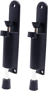 Kickdown Door Stop 2-Pack Easy Step Door Stopper Spring Loaded Telescopic Step On/Off Door Stopper Rubber Adjustable Heavy Duty Door Locks Holder Stop/Release by Foot (Black)