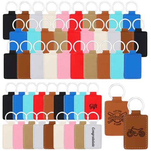Porte-clés vierges en cuir synthétique pour fournitures de bricolage et projets DIY