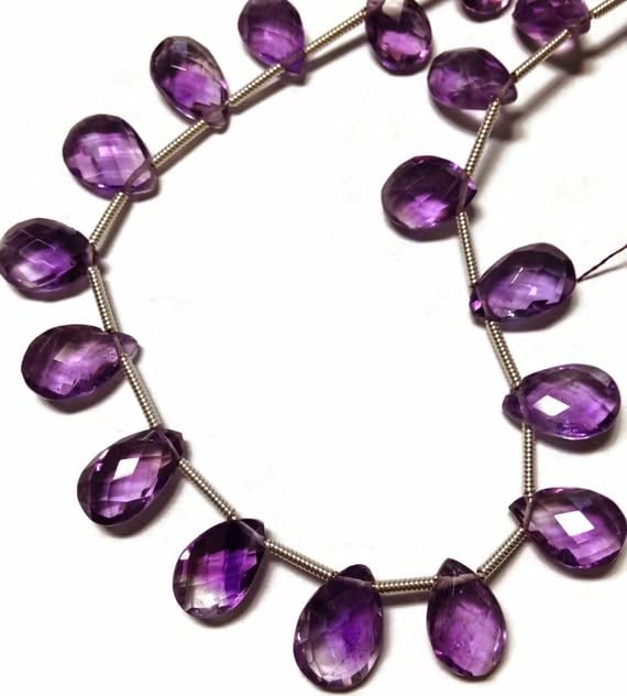Améthyste briolette LKBEADS 16 perles naturelles taillées 6-7mm pour enfilage