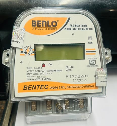 Image of BENLO Single Phase Energy Meter, AC Static kWh Meter, 2 Wire, 5-30A Rating, 240V 50Hz, for Sub Meter Use