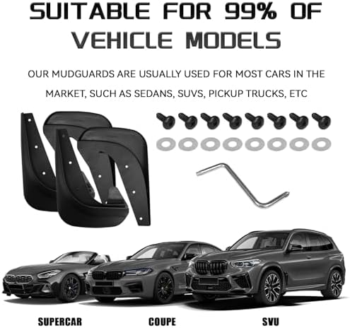 CCNU 4PCS Car Mud Flaps Splash Guards No Drilling Mudguards Front Rear Fender Guards Wheel Tire Mud Splash Protection Universal Fit Sedan SUV Truck Pickup Heavy Duty Automotive Replacement Accessories - 5
