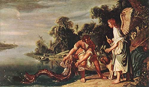 Affiche l'Ange et Tobias avec le poisson Pieter Lastman peinture moderne décoration salon 60x90