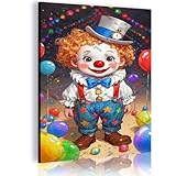 HDJDSHS Canvas Print Oil Painting Watercolor Clown For Living Room, Bedroom, Foyer, Bar or Office 16x24 inch