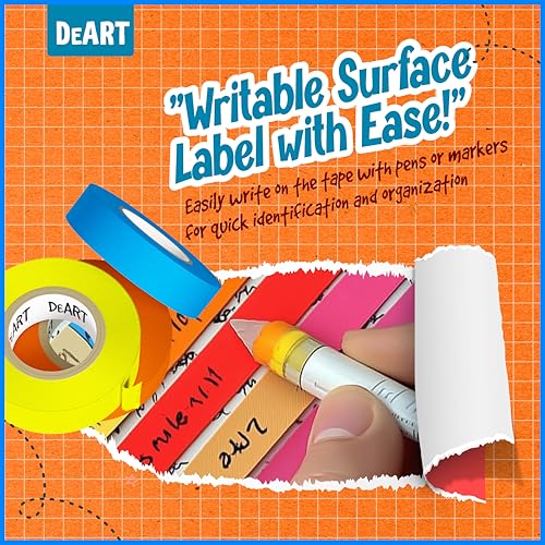Image of DEART Colored Masking Tape Painters Tape Writable 12, 8 or 6 Pack - 1 inch or 0.6 Inches for Arts & Crafts, Art Supplies, Whiteboard Tape Dry Erase Board Tape Craft Supplies (6, Large (20 Yd))