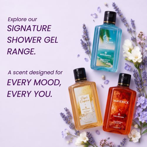Image of Bath & Blossoms Ocean Breeze Shower Gel | Fresh Aquatic Scent | Rich Foaming Lather | Aloe Vera & Vitamin E | Gentle Hydrating formula suitable for all skin types | Vegan & 100% Paraben Free | Premium Body Care