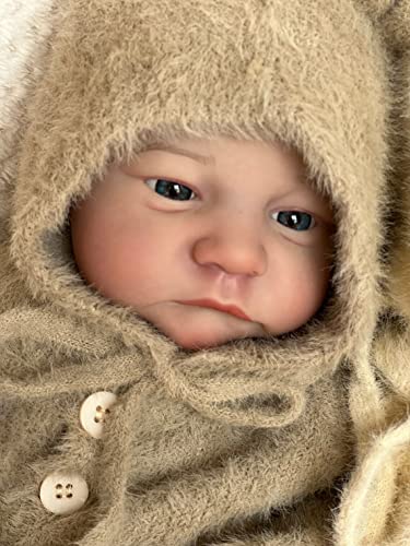 Anano Reborn Puppen Junge 19 Zoll 48 cm Realistische Neugeborene Babypuppen, die echt aussehen Babypuppen Neugeborene Lebensgröße Frühchen Weicher Körper Reborn Puppen Augen Offen Sieht aus wie ein – Bild 3