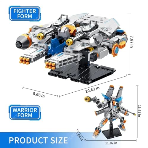 Image of 2-in-1 Robot Spaceship Building Blocks Set - 673 PCS Transforming Robot to Spacecraft Construction Toy | STEM Creative Building Kit for Kids Boys Girls 6+ | Educational Gift Toy