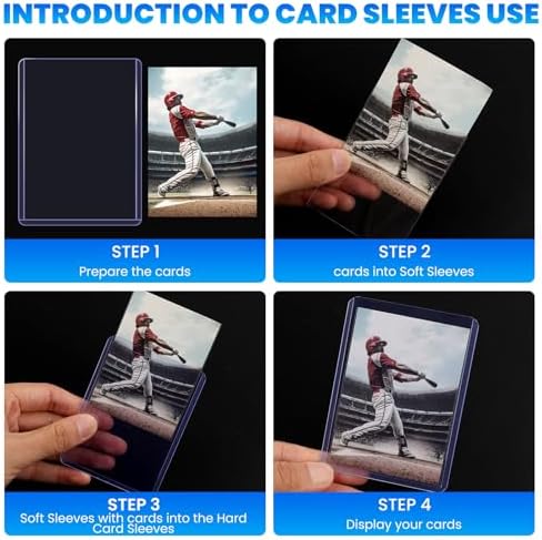 ZENOWICK 200 Packs Card Sleeves Hard, Top Loaders for Cards 3" x 4" Card Protectors Plastic, Card Top Loaders Fit for Hockey, Baseball, Football Cards (100 Hard + 100 Soft Sleeves) - 4
