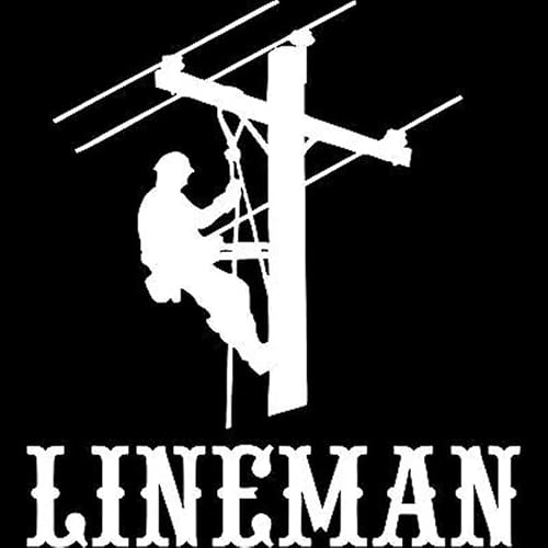 Fun Lineman Electrician Power Worker Man Vinyl Car Sticker Decals Decor 14.1x15.9cm,White，2 pcs
