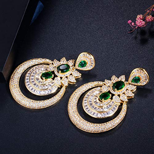 Boucles d'oreilles zircons dubaï anti-ternissement, grosses gouttes légères pour mariage