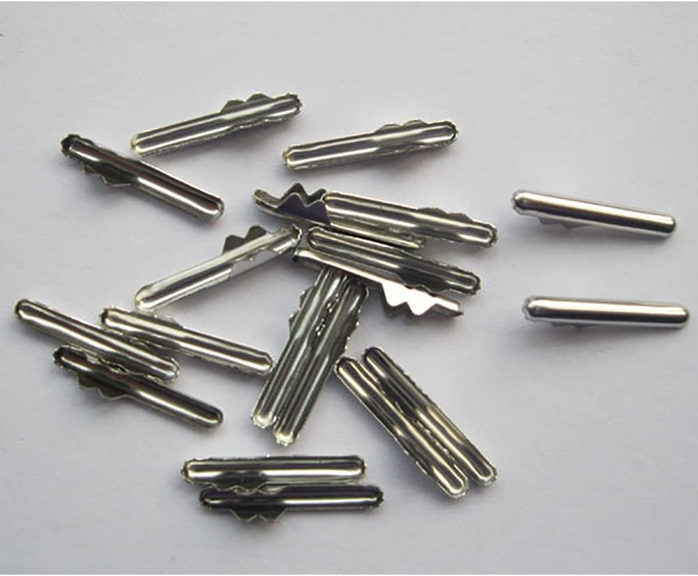GSHLLO 100 PCS Metal Barbs Elastic Barbed Cord Fastener Cord Locks Ends Crimp for Masks Binding Hanging