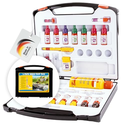 sera Aquarium Wassertest Box | Wasser-Testkoffer für Fortgeschrittene | pH, GH, KH, NH3/NH4, NO2, NO3, PO4, Fe und Cu | schnell, genau, professionell