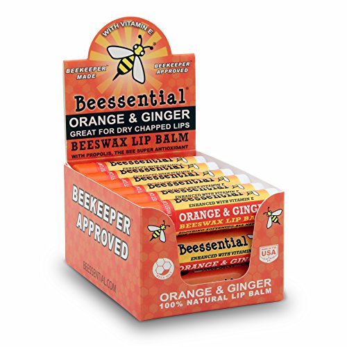 Beessential Bálsamo labial natural a granel, paquete de 18 para hombres, mujeres y niños. Ideal para regalos, duchas, y más (naranja jengibre)
