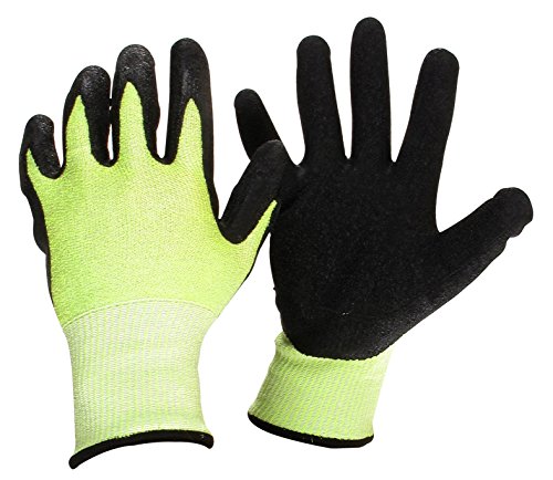 Greenstar Guanti antivibranti – Coppia di guanti da lavoro in fibra di vetro e spandex – taglia 10/L, nero-verde fluo