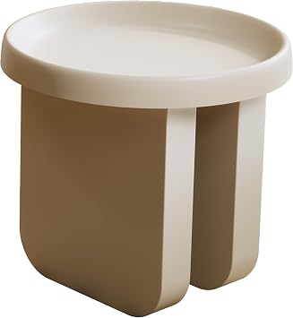 Round Side Table, Modern end Table,Metal Accent Table,Small Coffee Table,Unique Circle Accent Table for Living Room,Bedroom White, Small Circle19.3 x 19.7in