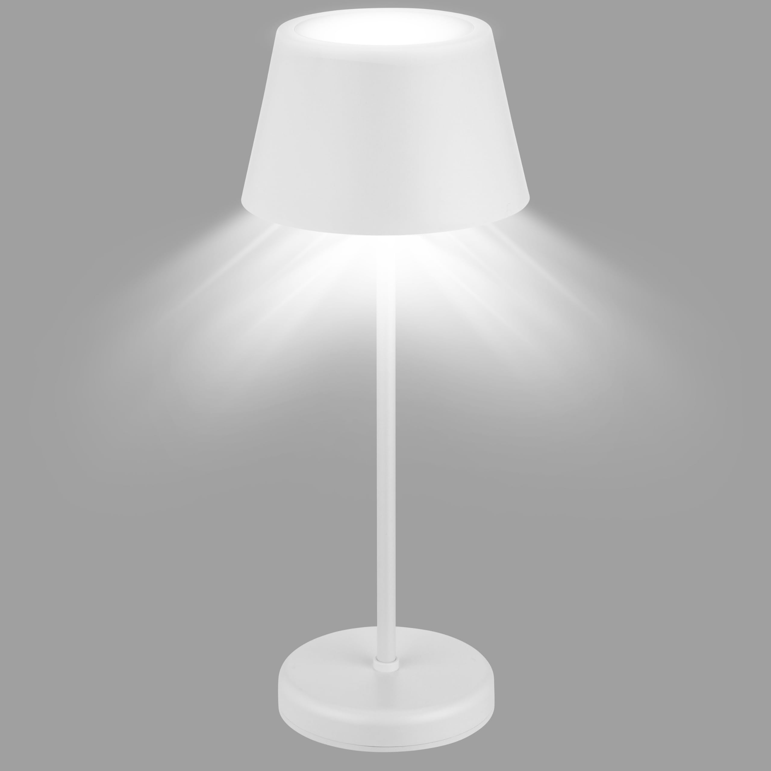 REV 2x LED Akku Tischlampe – Tischleuchten für Schlaf- & Wohnzimmer, Garten - 38cm, IP44, Touch, Dimmbar – Nachttischlampe kabellos, weiß