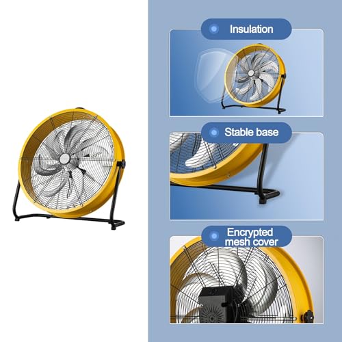 Ventilador de suelo industrial, cuchillas de metal de 3 velocidades resistentes para uso comercial, gimnasio y garaje