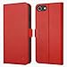 iPhone 8 case iPhone 7 case ZOVER Genuine Leather Wallet Case Flip Folio Book Case with RFID Blocking Kickstand Feature Card Slots & ID Holder and Magnetic Clasps for iPhone 7 and iPhone 8 Red