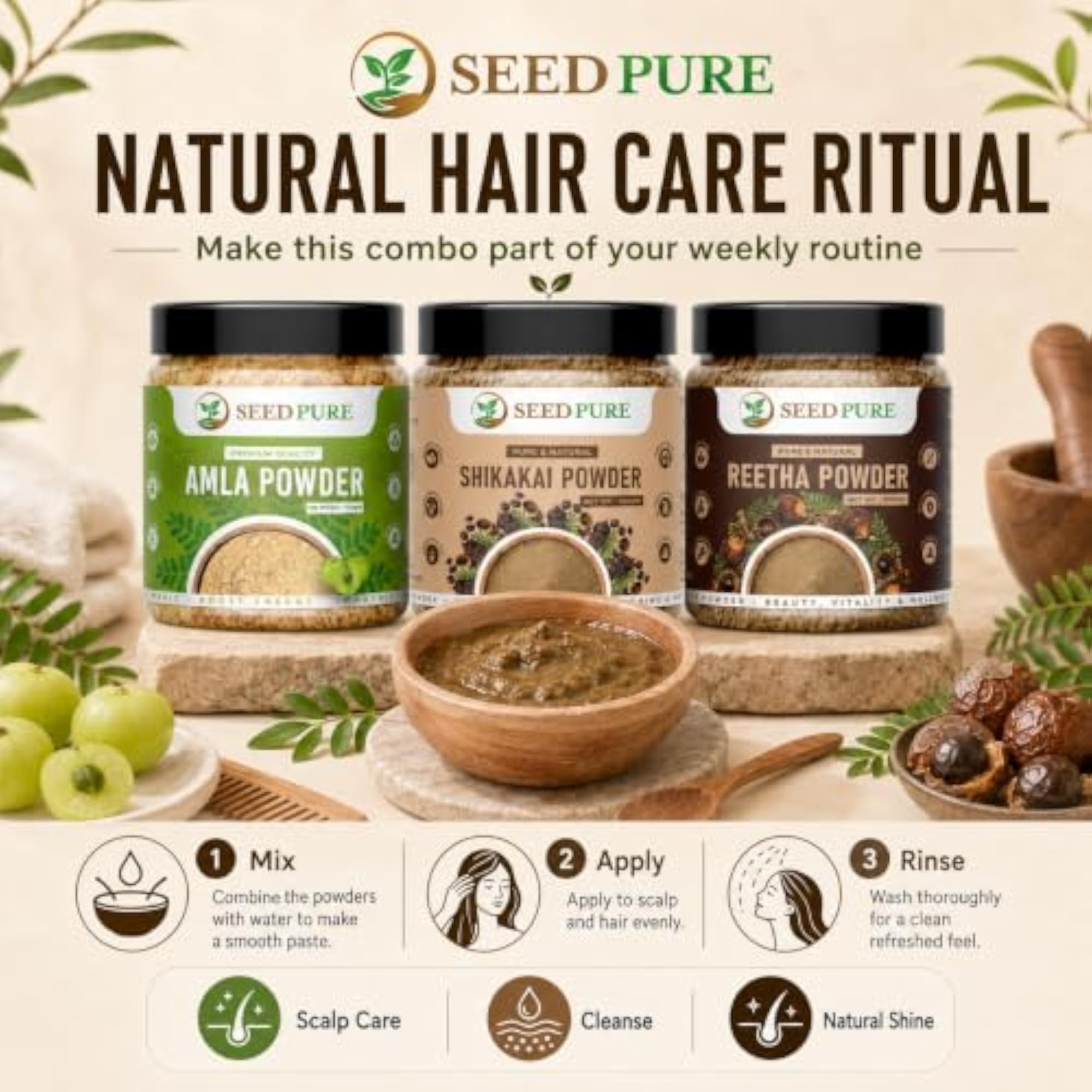 Omorose Shikakai Amla Reetha Powder for Hair