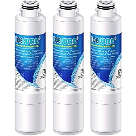ICEPURE DA29-00020B Samsung Refrigerator Water Filter Replacement for DA29-00020A/B, HAF-CIN/EXP, RF28HFEDBSR, RF263BEAESR, RF263TEAESG, RF28HDEDBSR, HAF-CIN, RF4287HARS,RF4267HARS,DA97-08006A 3PACK Cover